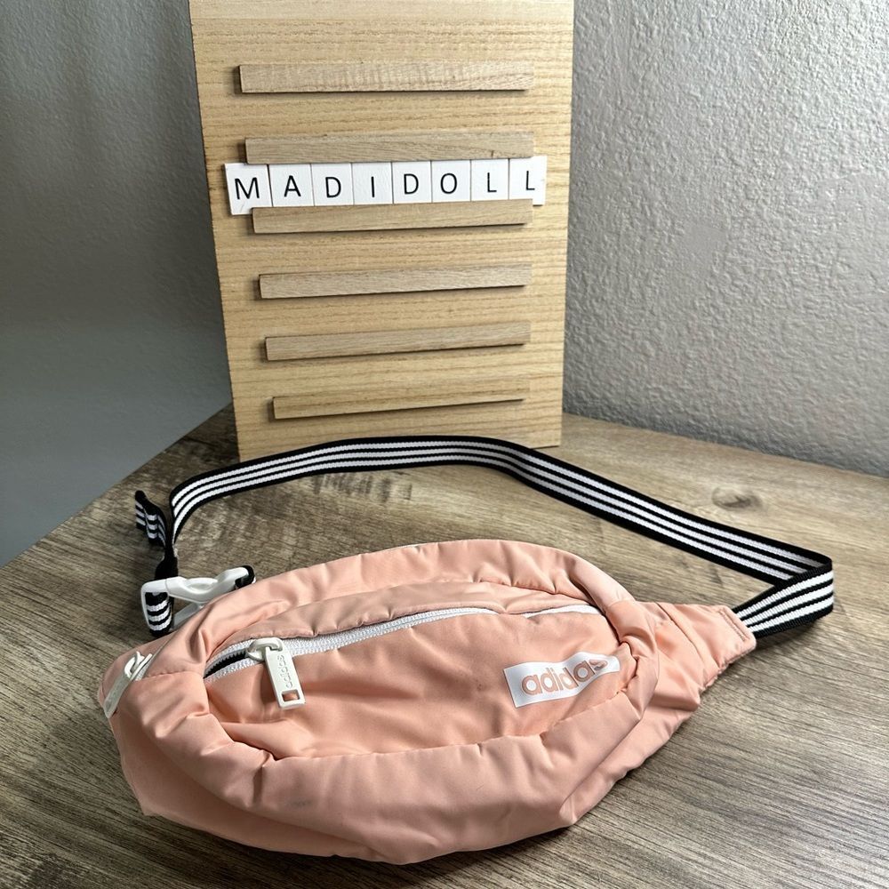 Adidas Logo Pink White Fanny Pack Belt Bag